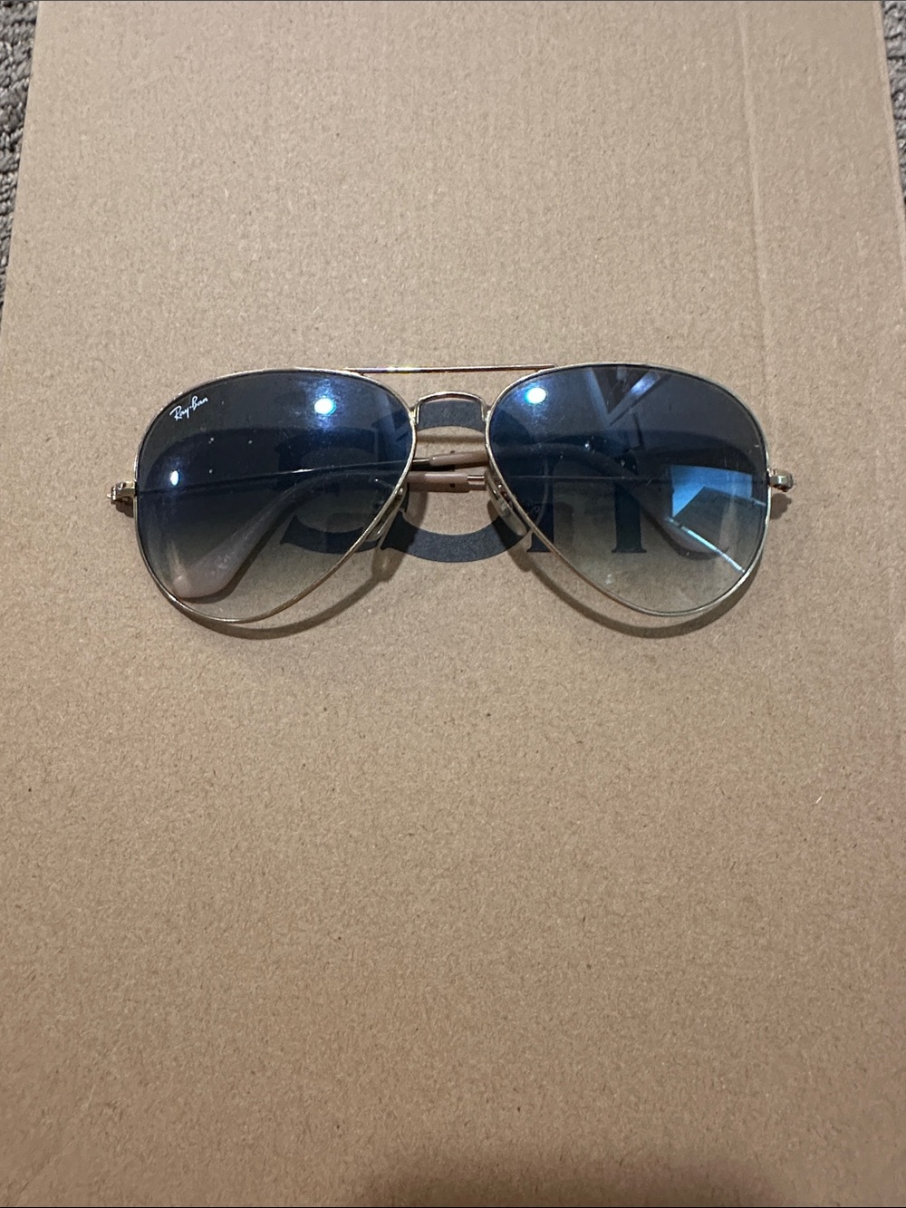 Ray-Ban Aviator Sunglasses - Gold Frame with Blue Gradient Lenses